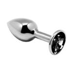 Plug Anal de Metal con Joya Negro Talla L