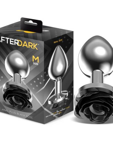 Plug Anal de Metal con Rosa Negra en la Base Talla M