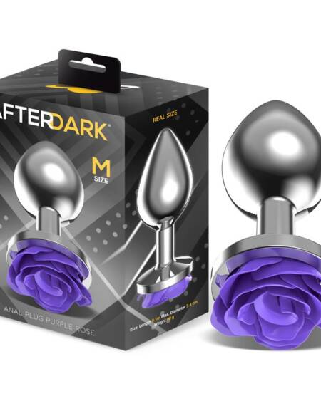 Plug Anal de Metal con Rosa Púrpura en la Base Talla M