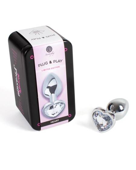 Plug Anal de Metal Corazón Transparente Talla S