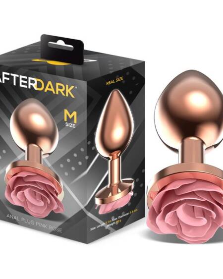 Plug Anal de Metal Oro Rosa con Rosa Rosa en la Base Talla M