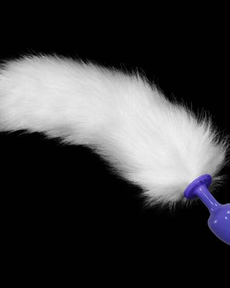 Plug Anal de Metal Púrpura con Cola Blanco