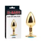 Plug Anal Dorado con Gema Azul