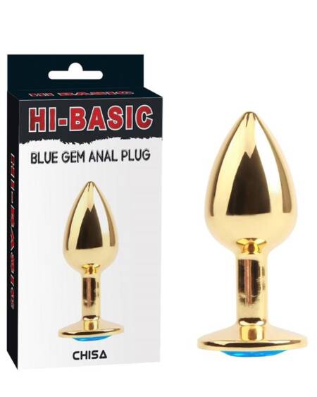 Plug Anal Dorado con Gema Azul