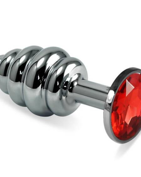 Plug Anal en Espiral Rosebud con Joya Rojo