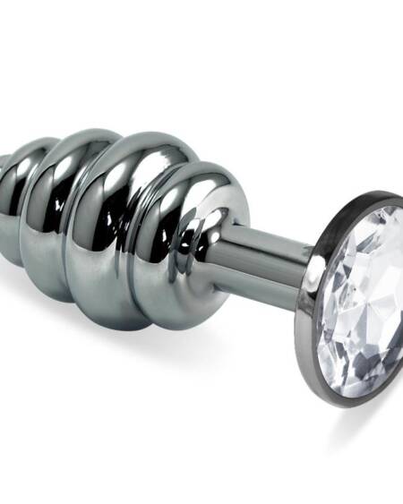 Plug Anal en Espiral Rosebud con Joya Transparente