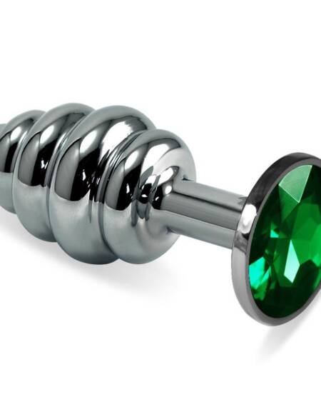 Plug Anal en Espiral Rosebud con Joya Verde