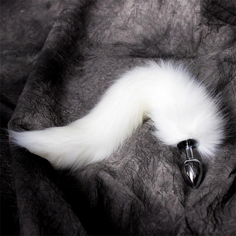 Plug Anal Metal con Cola de Zorro Sedoso 40 cm Blanco - Imagen 2