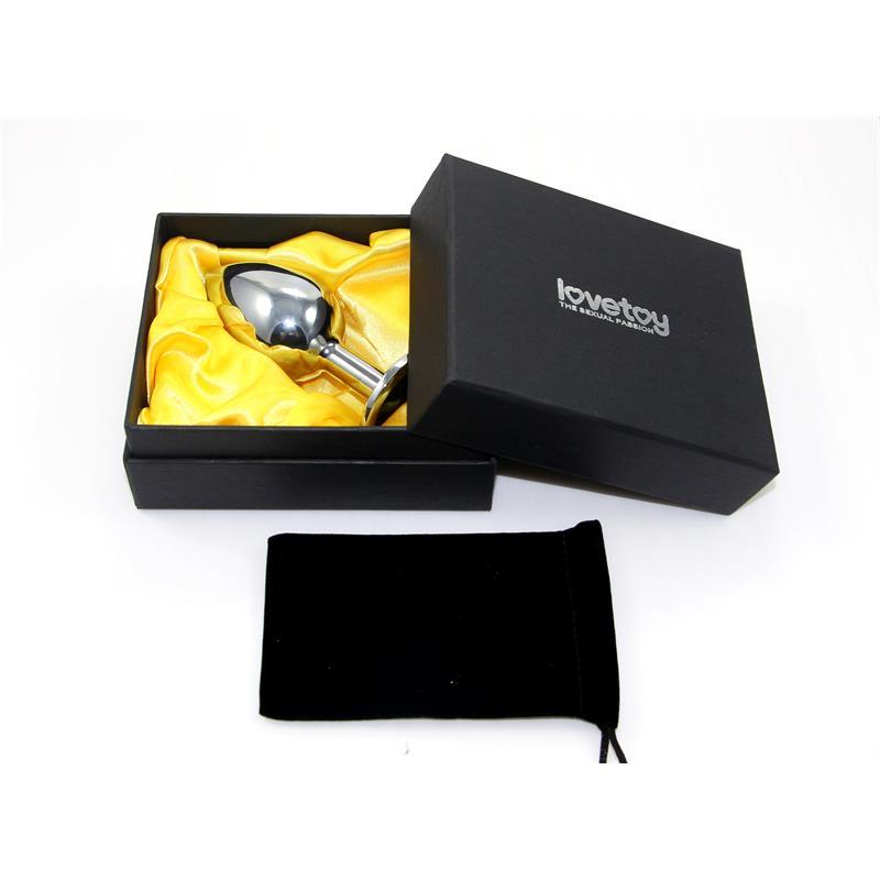 Plug Anal Metal RoseBud Classic con Joya Transparente Talla L - Imagen 2