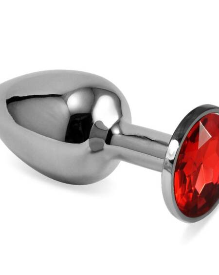 Plug Anal Plateado Rosebud Classic con Joya Rojo Talla S
