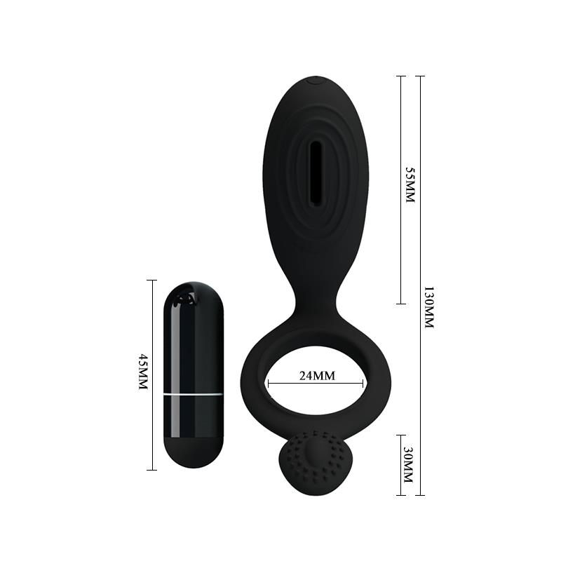 Pretty Love Anillo Vibrador Ethel Color Negro - Imagen 6