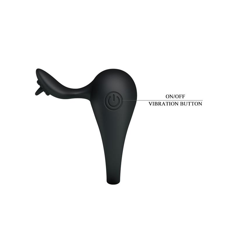 Pretty Love Anillo Vibrador Tonguo Negro - Imagen 6