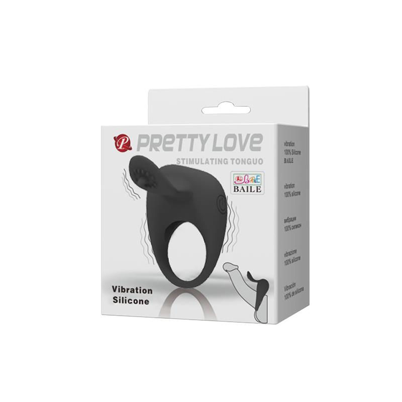 Pretty Love Anillo Vibrador Tonguo Negro - Imagen 8