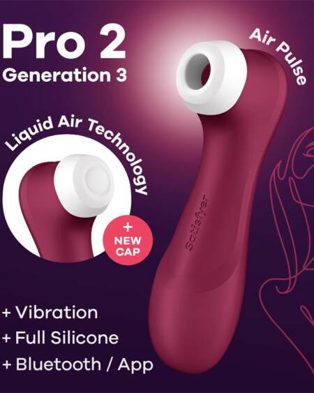 Pro 2 Gen 3 Liquid Air Technology Succión y Vibración App Connect Wine Red - Rojo Vino