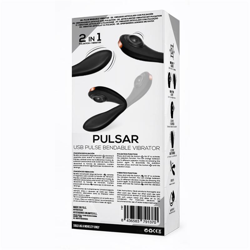 Pulsar Vibrador con Pulsación y Esqueleto Articulado Silicona USB - Imagen 3