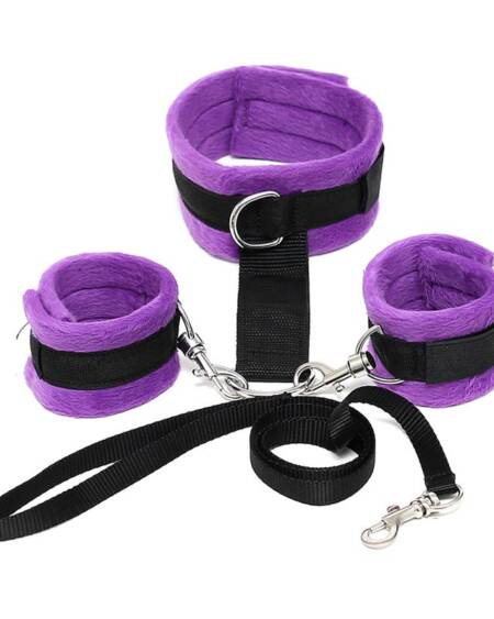 Collar y Esposas  Desmontable Púrpura Ajustable