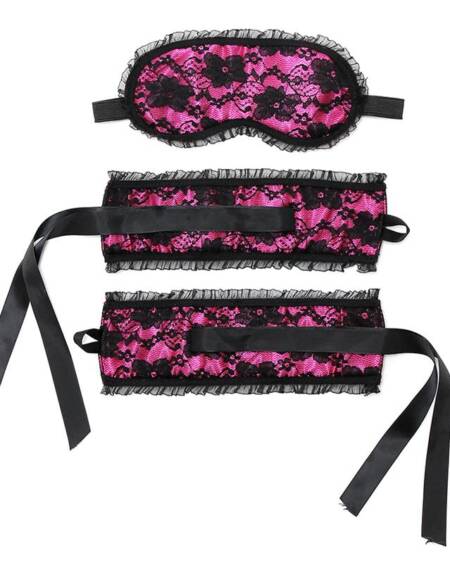 Esposas y Máscara Buslesque Rosa