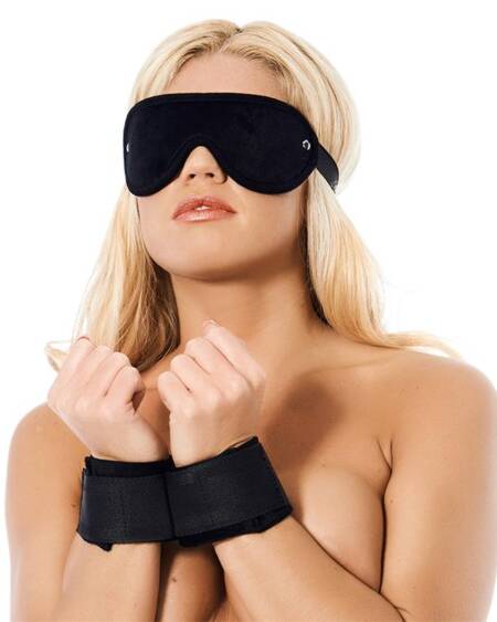 Máscara y Esposas Ajustables Negro