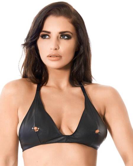 Sujetador Cuero Abertura Pezón Talla Única