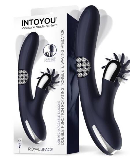 Royalspace Vibrador con Lenguas Estimuladoras y Bolas Internas 360º Azul