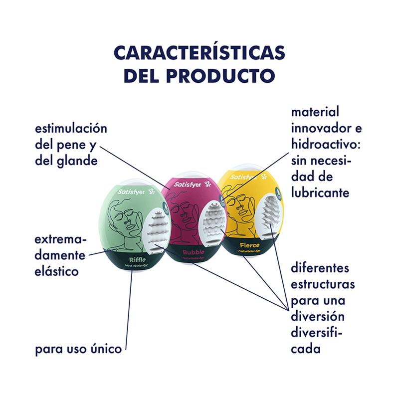 Set 3 Huevos Masturbador Riffle, Bubble y Fierce - Imagen 2