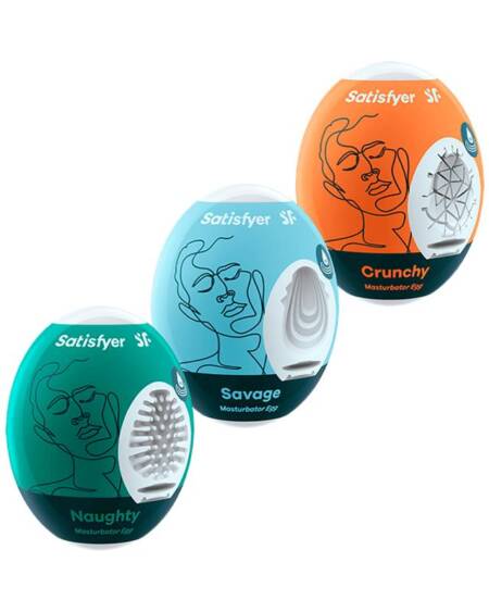 Set 3 Huevos Masturbadores Naughty, Savage y Crunch