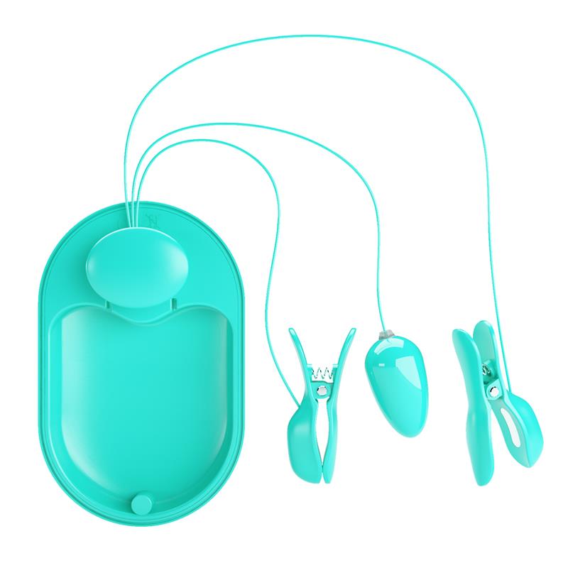 Surprise Box Huevo Vibrador y Pinzas para Pezones con Electro Estimulación Azul - Imagen 4