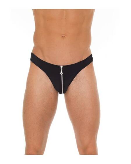 Tanga con Cremallera Negro Talla Unica