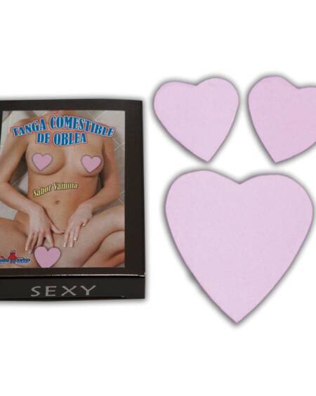 Tanga de Oblea y Pezonera Color Rosa Sabor Fresa
