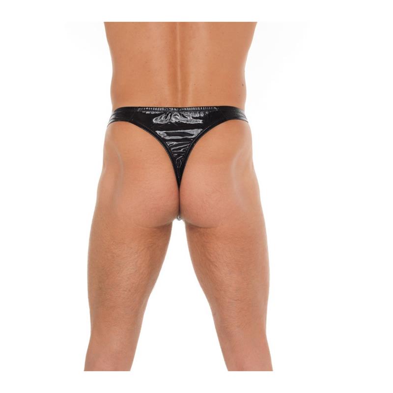 Tanga Negro Brillante Talla Única - Imagen 2