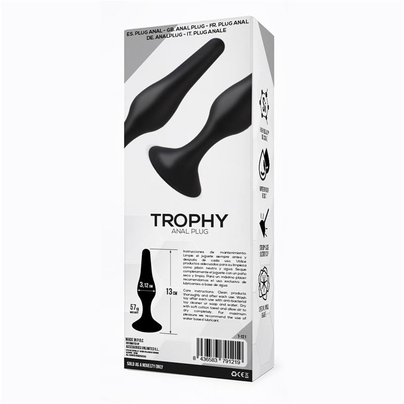 Trophy Plug Anal 13 cm Silicona Negro - Imagen 3