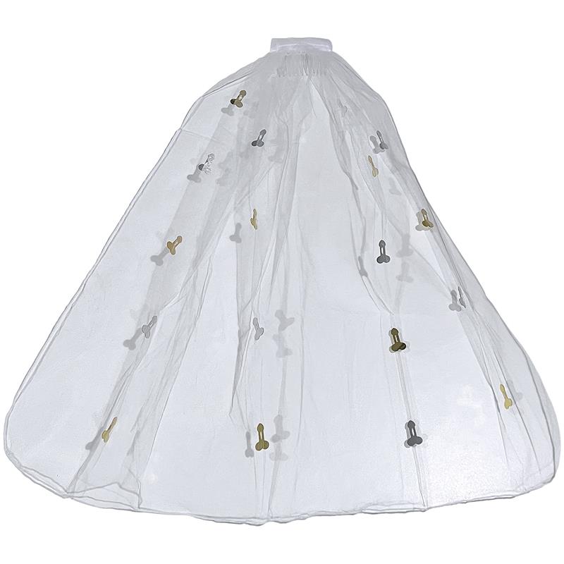 Velo de Novia con Detalles de Penes Dorado - Imagen 2