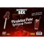50 Piruletas Forma Pene Sabor Ron Cola 10% Alcohol