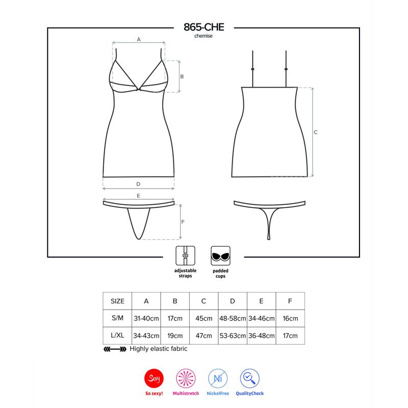 865-CHE-1 Chemise y Tanga Negro - Imagen 3