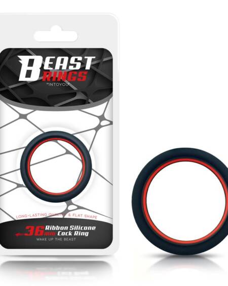 Anillo para el Pene 100% Silicona Sólida 3.6 cm Rojo y Negro