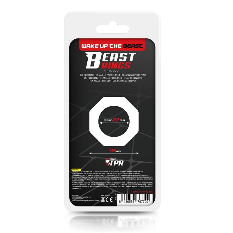 Anillo para el Pene Poligonal Súper Flexible 2.2 cm Negro - Imagen 3