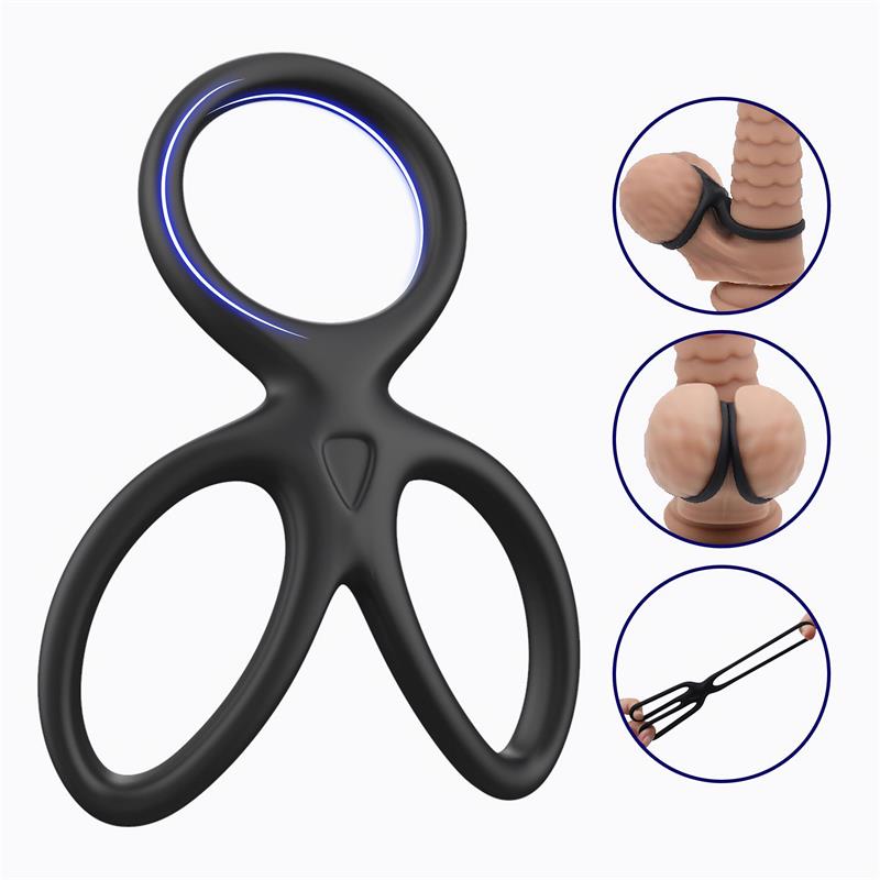 Anillo Triple Pene y Testículos Silicona Líquida Flexible - Imagen 5