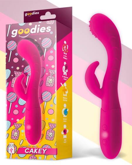 Cakey Vibrador Punto G y Conejito USB Silicona Fuchsia