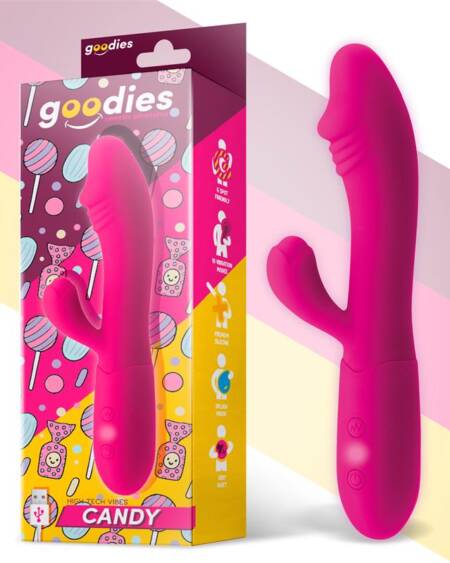 Candy Vibrador con Conejito Punto G USB Silicona Fucshia