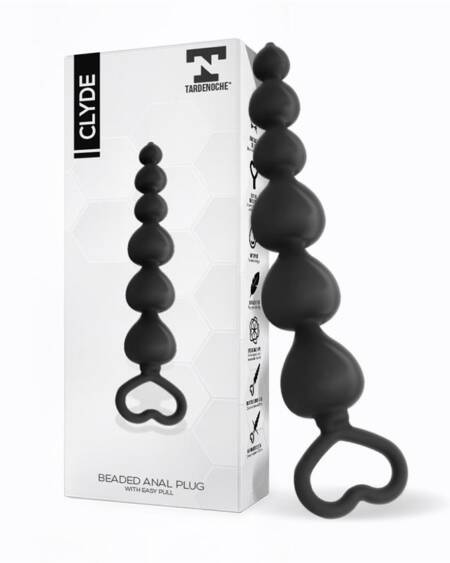 Clyde Plug Anal con Bolas con Aro de Fácil Extracción Silicona Negro