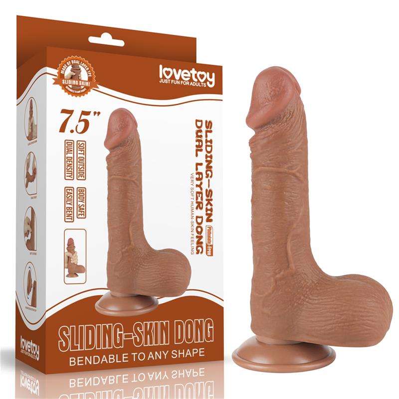 Dildo con Piel Retractil 7.5 Bronceado - Imagen 12