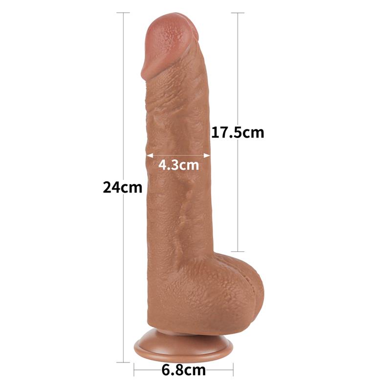 Dildo con Piel Retractil 9.5 Bronceado - Imagen 10