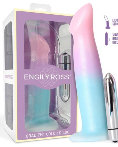 Dildo con Vibración y Ventosa Color Degradado 17 cm