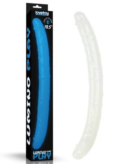 Dildo Doble Lumino Luz Azul 18.5