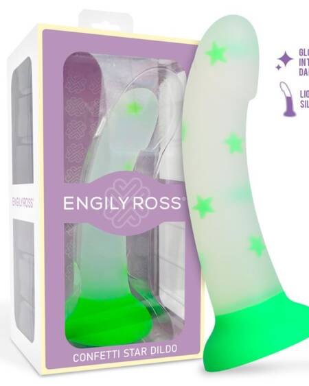 Dildo que Brilla en la Oscuridad Confetti Star 17 cm