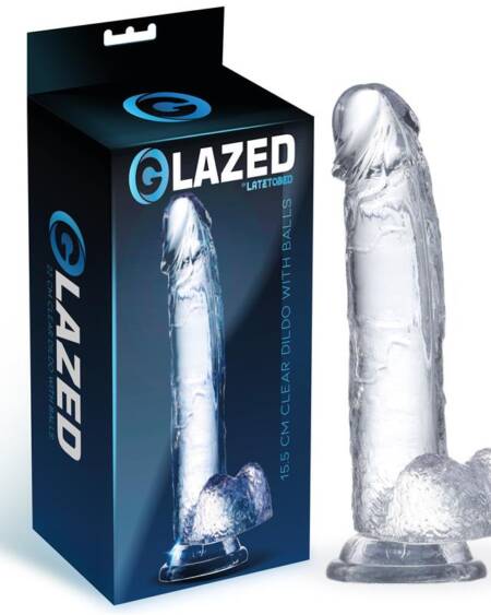 Dildo Realista con Testículos Material Cristalino 15,5 cm