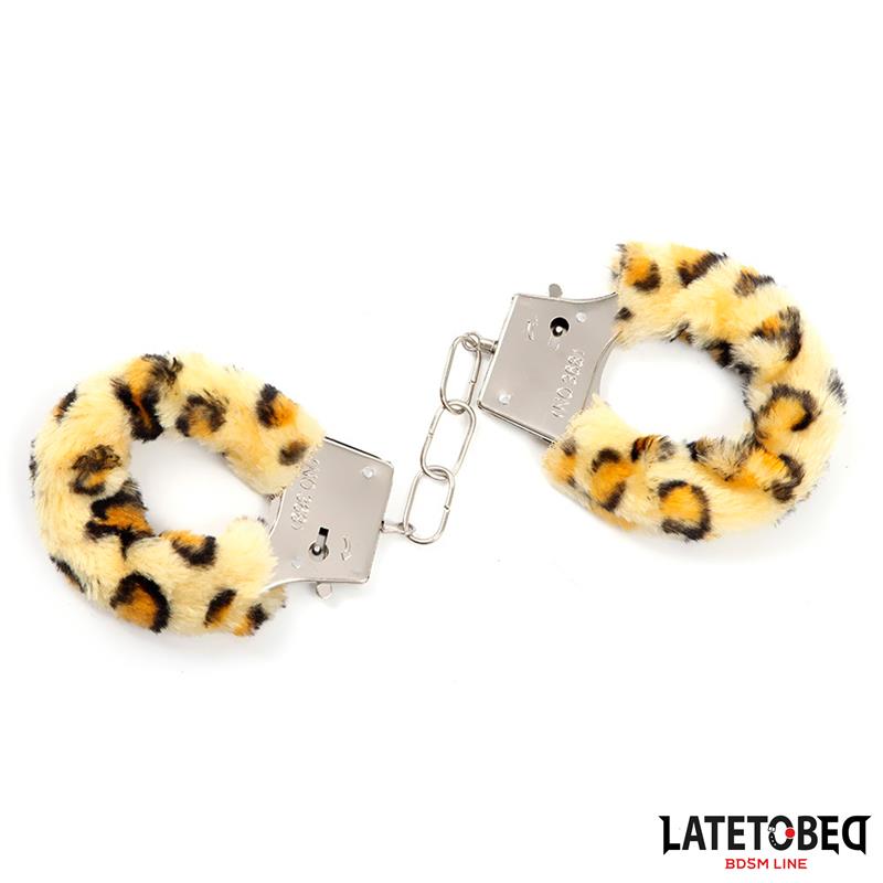 Esposas de Metal Furry con Pelo Animal Print Leopardo - Imagen 3