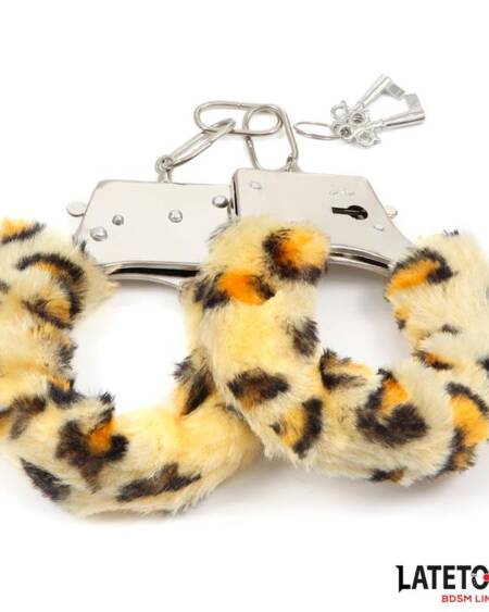 Esposas de Metal Furry con Pelo Animal Print Leopardo