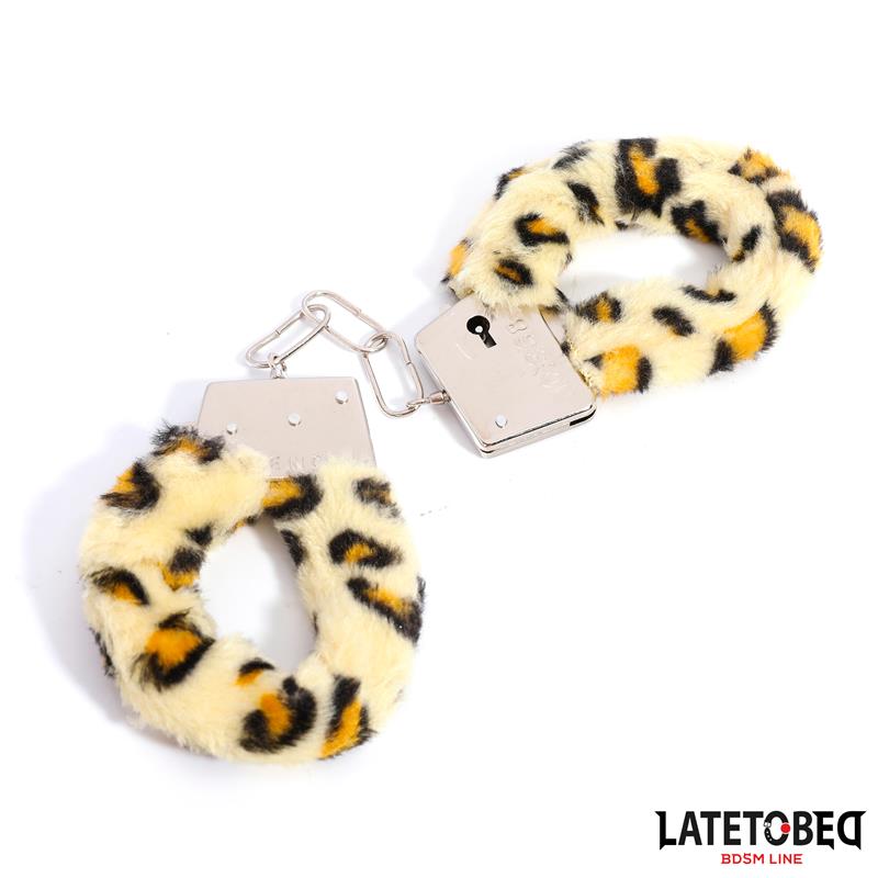 Esposas de Metal Furry con Pelo Animal Print Leopardo - Imagen 6