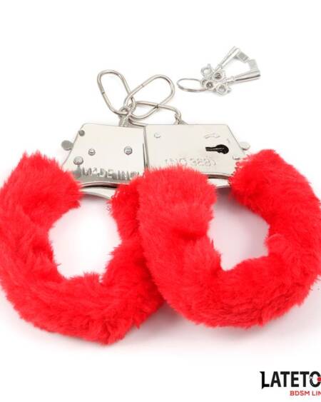 Esposas de Metal Furry con Pelo Rojo